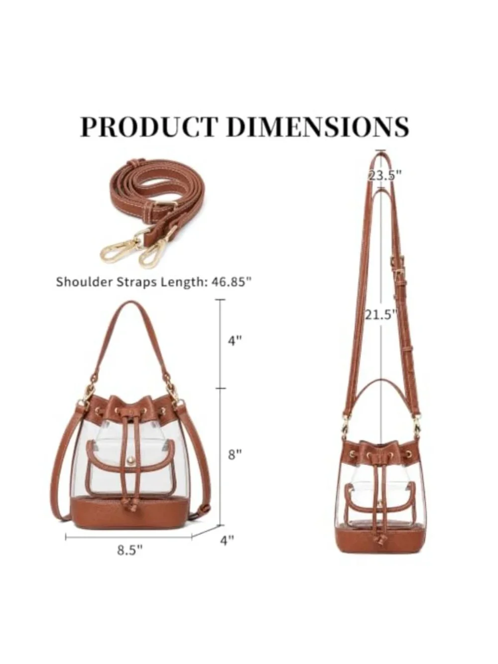 Clear Crossbody Bag Stadium Approved TPU Vegan Leather Drawstring